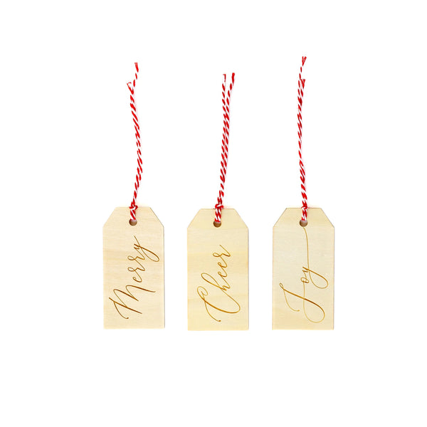 Etched Wood Gift Tag Set
